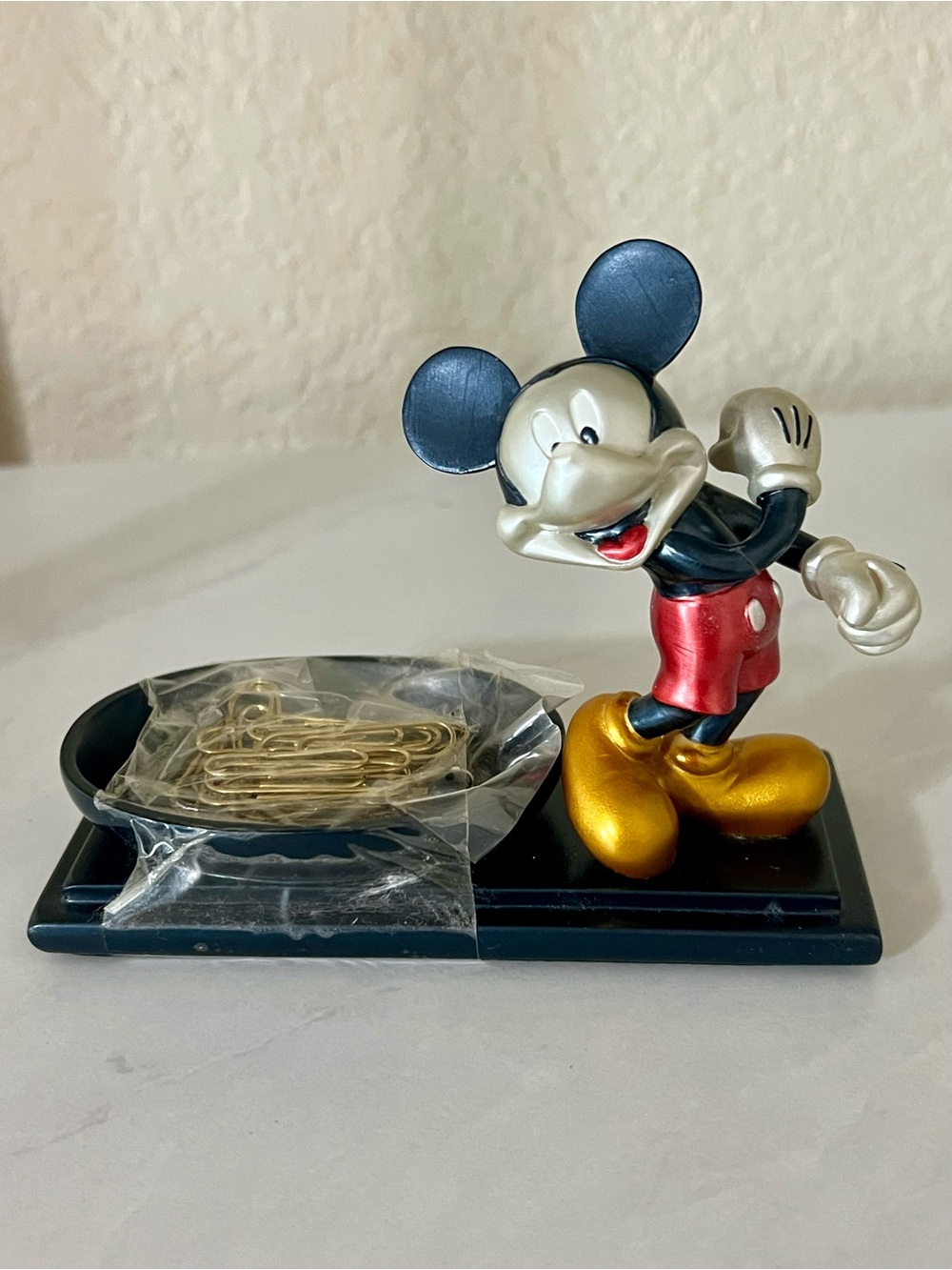 NEW Vintage Mickey Mouse Desk Paper Clip Holder with Original Paperclips